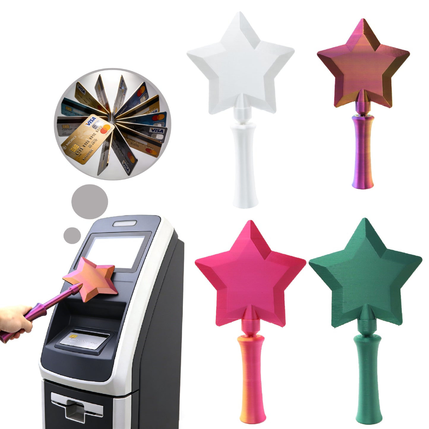 MagicPay™ – Smart kortholder skjult som tryllestav (Teleskop funksjon)